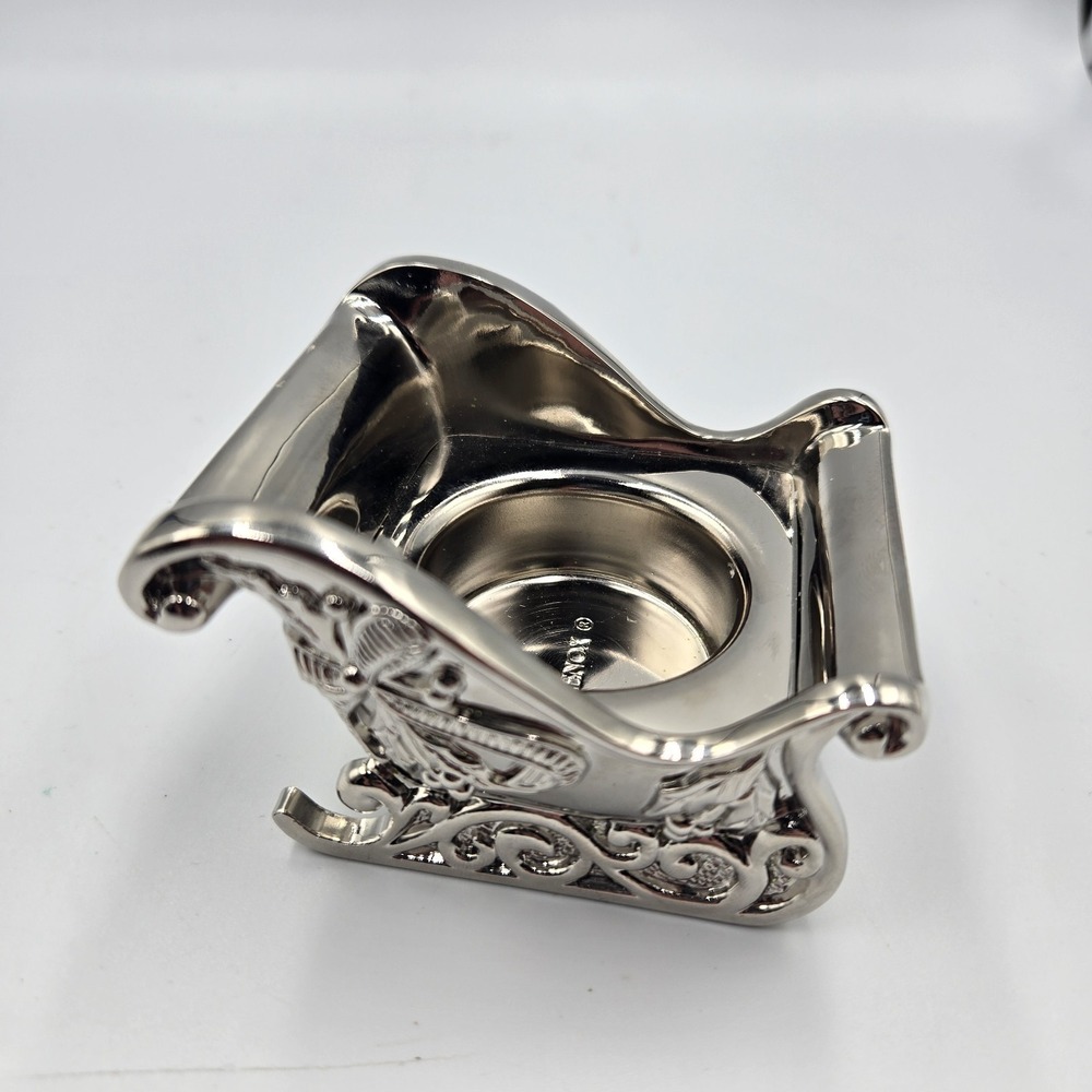 Lenox Silver Plated Sleigh Votive Tea Lite‎ Candle Holder Christmas New No Box